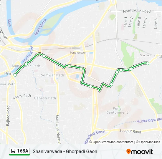 168A Bus Line Map