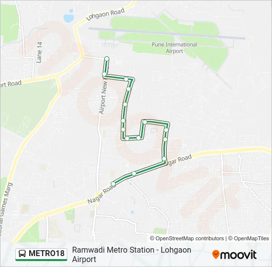 METRO18 Bus Line Map