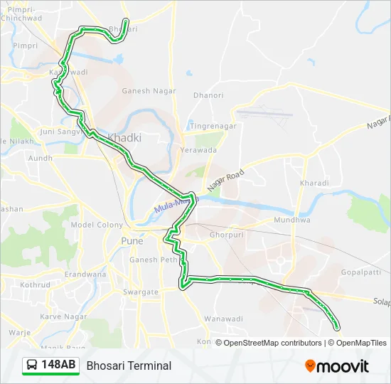 148AB Bus Line Map