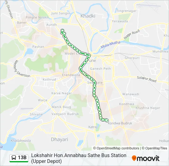 13B Bus Line Map