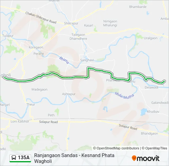 135A Bus Line Map