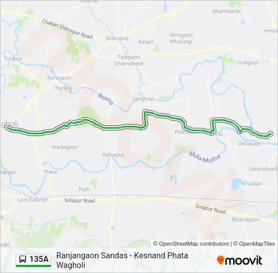 135A Bus Line Map