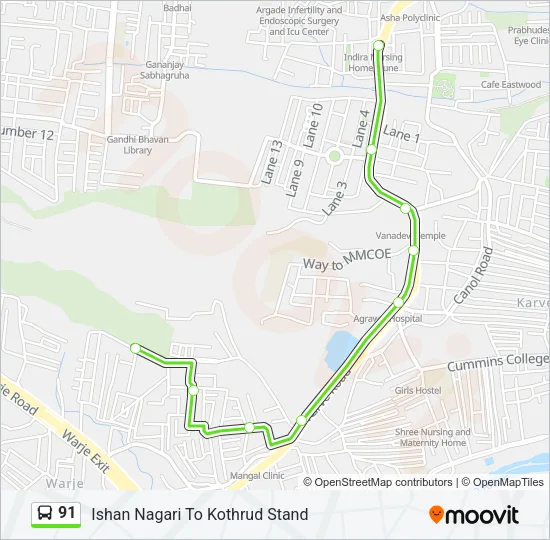 91 Bus Line Map