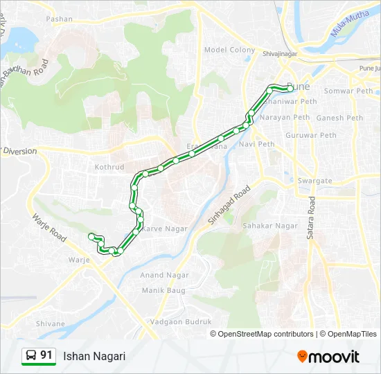 91 Bus Line Map