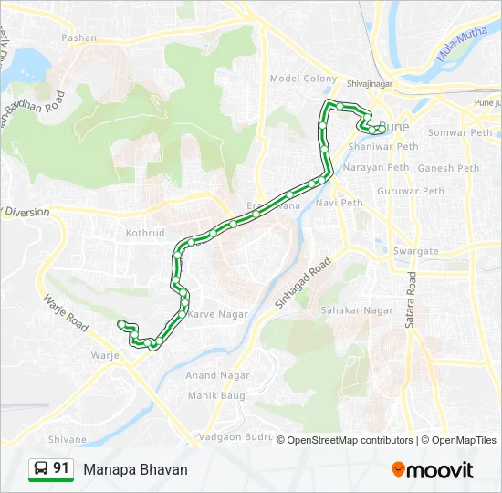 91 Bus Line Map