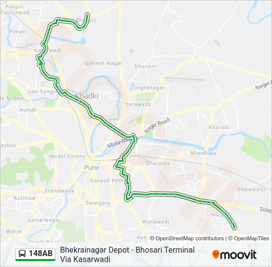 148AB Bus Line Map