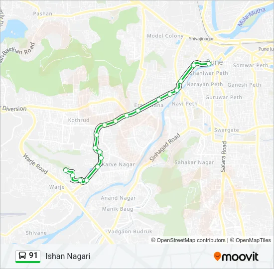 91 Bus Line Map