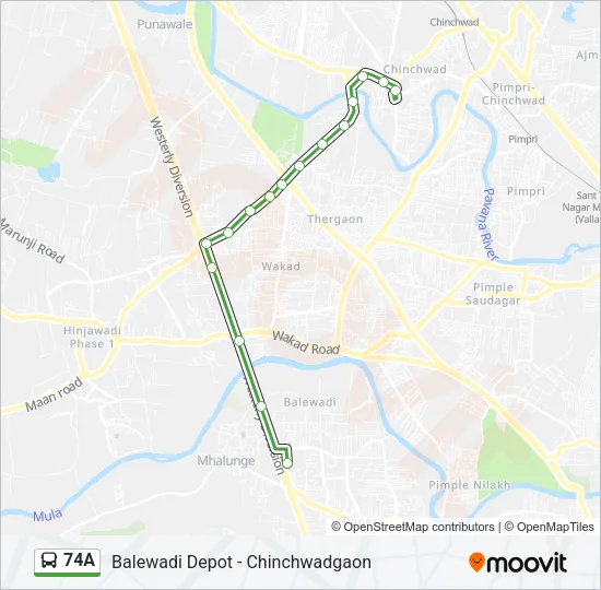 74A Bus Line Map