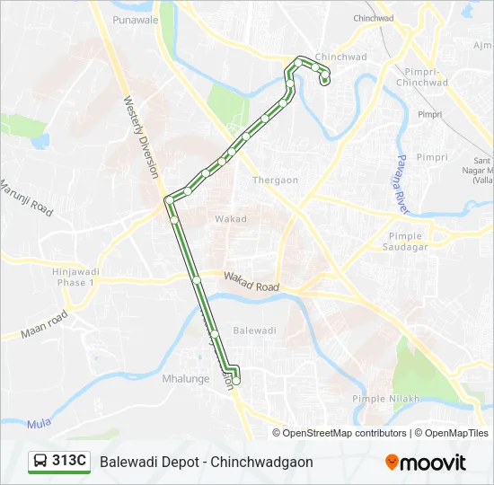 313C Bus Line Map