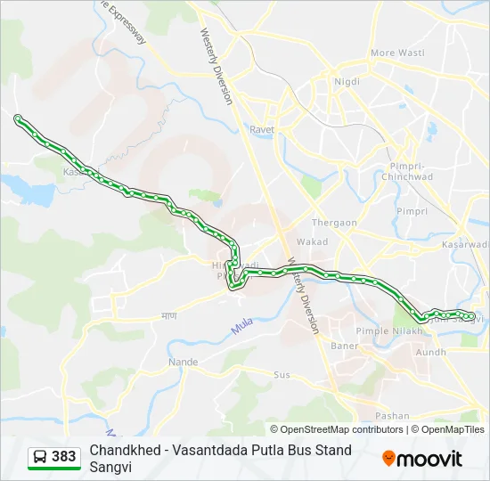 383 Bus Line Map