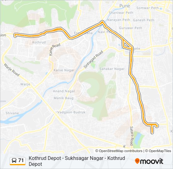 71 Bus Line Map
