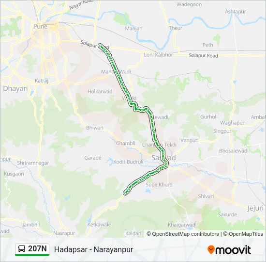 207N Bus Line Map