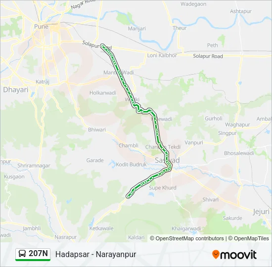 207N Bus Line Map