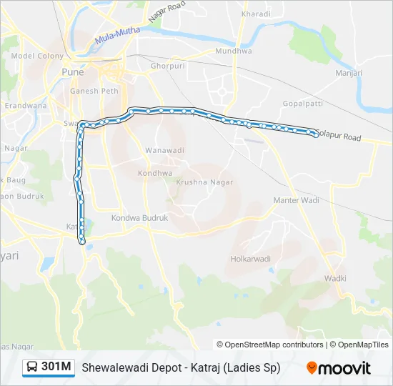 301M Bus Line Map
