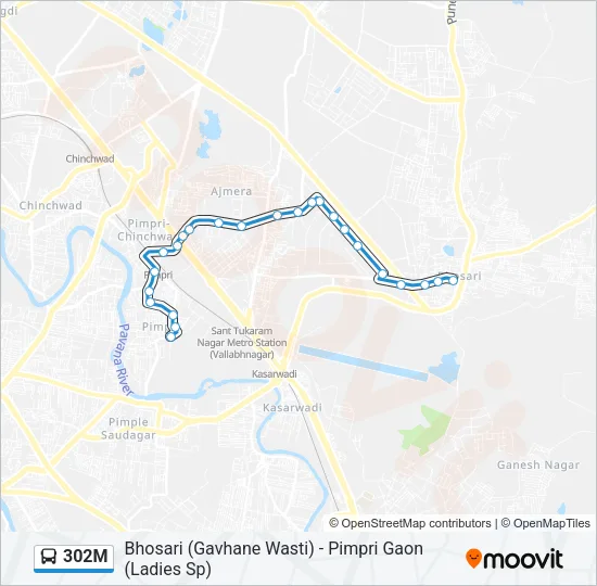 302M Bus Line Map