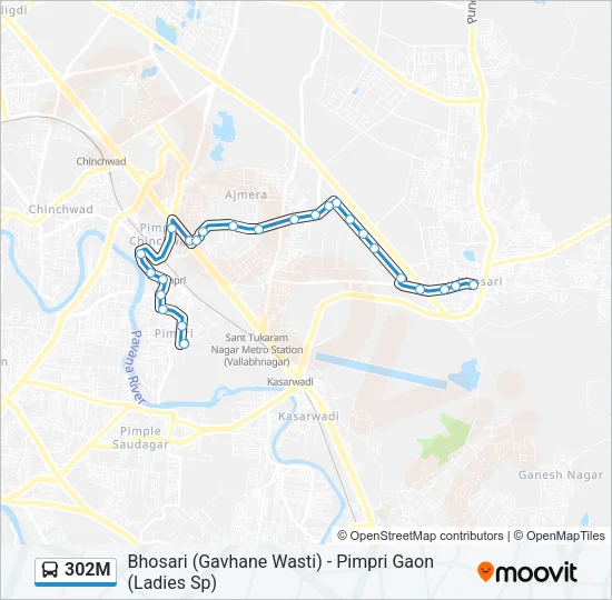 302M Bus Line Map