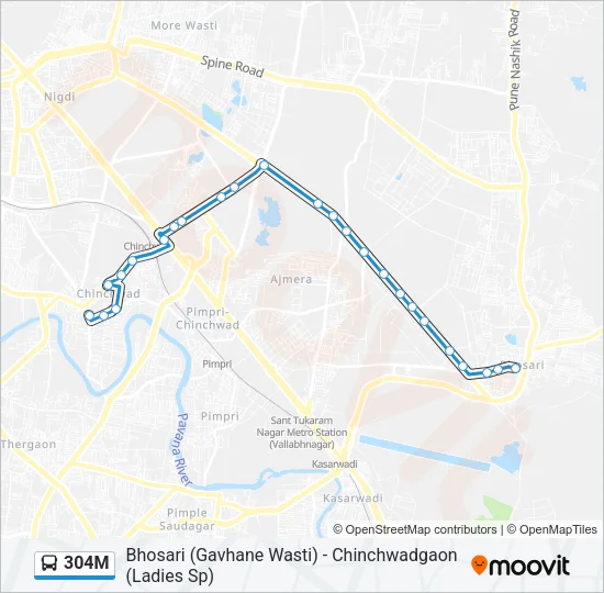 304M Bus Line Map