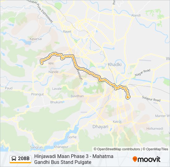 208B Bus Line Map