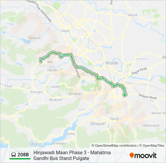 208B Bus Line Map