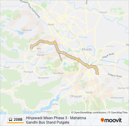 208B Bus Line Map