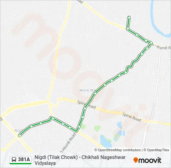 381A Bus Line Map