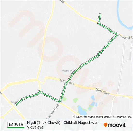 381A Bus Line Map