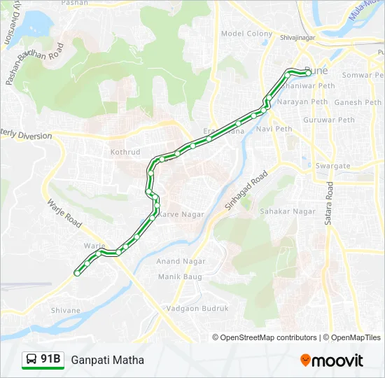 91B Bus Line Map