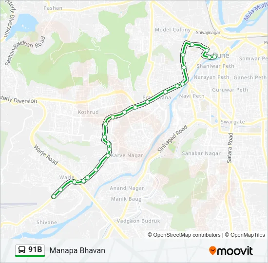 91B Bus Line Map