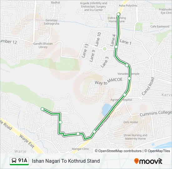 91A Bus Line Map