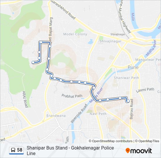 58 bus Line Map