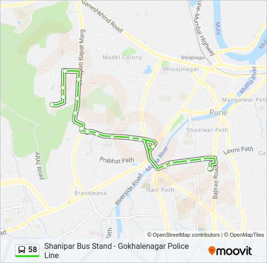 58 bus Line Map