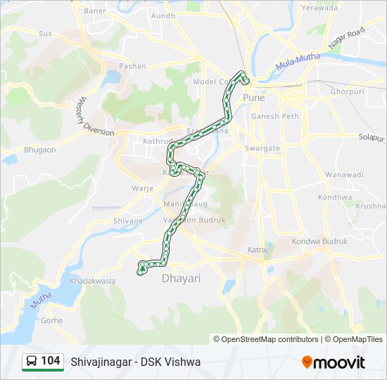 104 bus Line Map