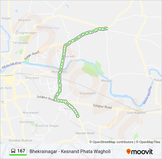 167 bus Line Map