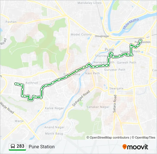 283 Bus Line Map