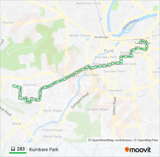 283 Bus Line Map