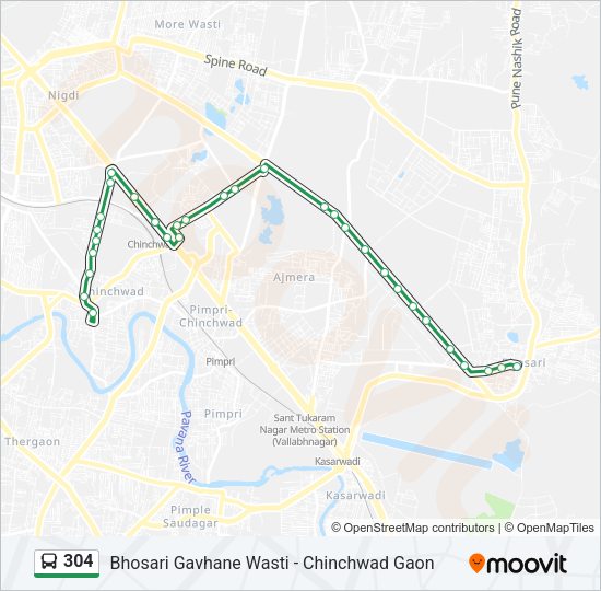 304 Bus Line Map