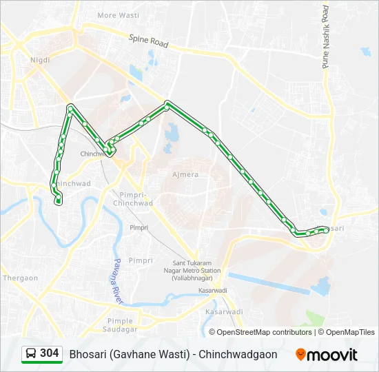 304 Bus Line Map