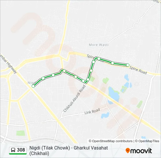 308 Bus Line Map