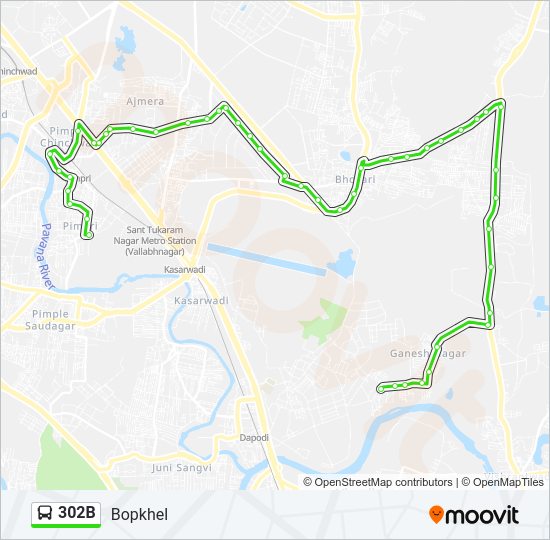 302B Bus Line Map