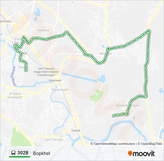 302B Bus Line Map
