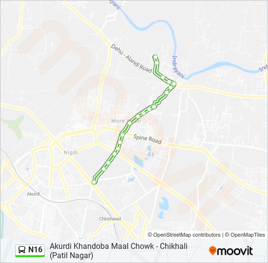 N16 Bus Line Map