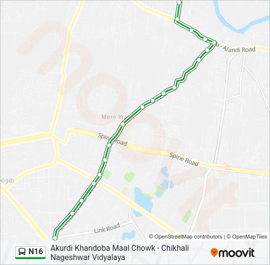 N16 Bus Line Map