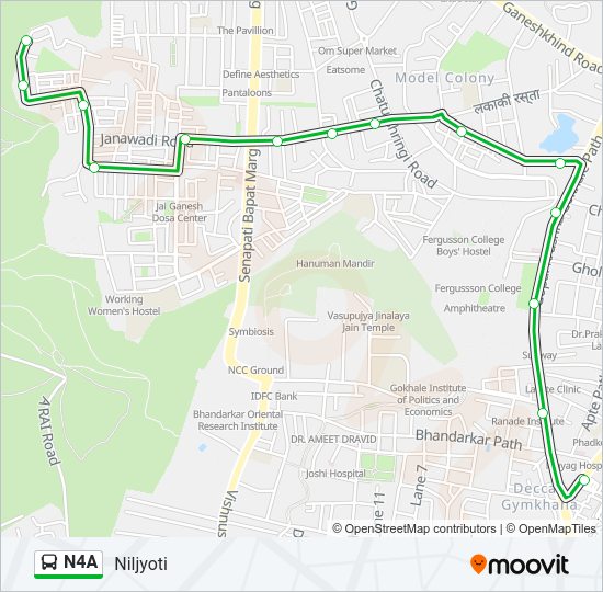 N4A Bus Line Map