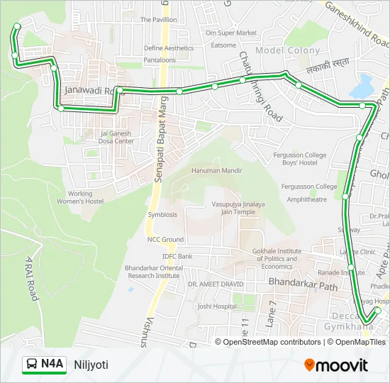 N4A Bus Line Map