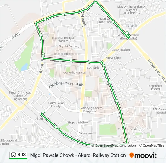 303 Bus Line Map