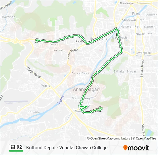 92 Route Schedules Stops Maps Kothrud Depot Updated 
