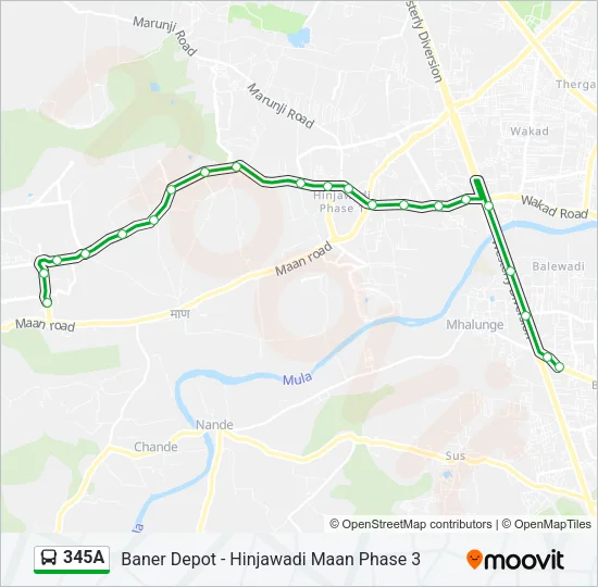 345A Bus Line Map