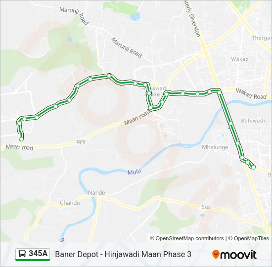 345A Bus Line Map