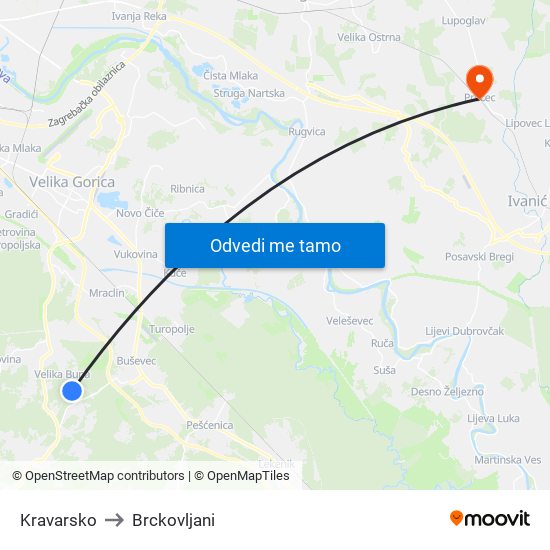 Kravarsko to Brckovljani map