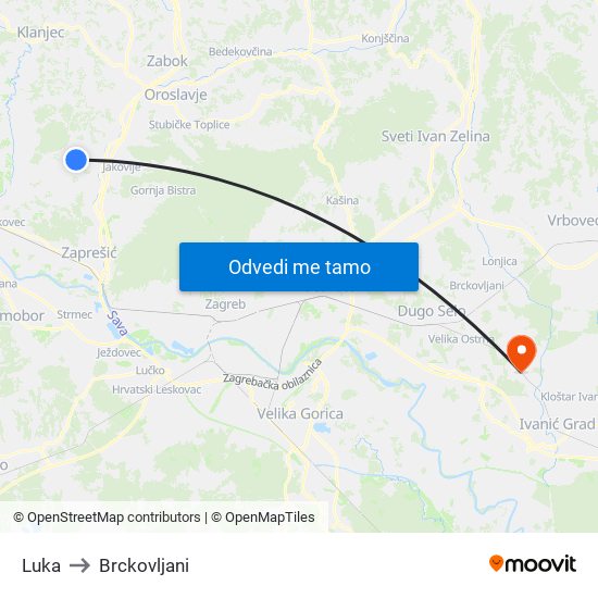 Luka to Brckovljani map